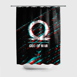 Шторка для душа God of War в стиле glitch и баги графики на темном, цвет: 3D-принт