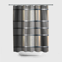 Шторка для ванной Металлические полосы - текстура алюминия