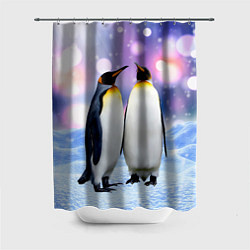 Шторка для душа Пингвины на снегу, цвет: 3D-принт