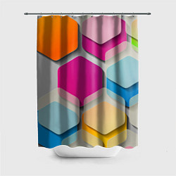 Шторка для ванной Абстрактные разноцветные геометрические фигуры
