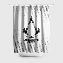 Шторка для душа Assassins Creed с потертостями на светлом фоне, цвет: 3D-принт