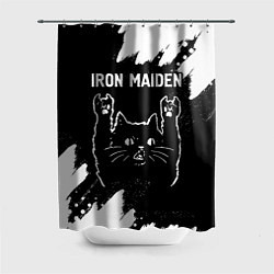 Шторка для ванной Группа Iron Maiden и рок кот