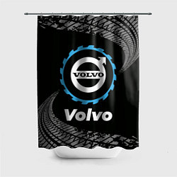Шторка для ванной Volvo в стиле Top Gear со следами шин на фоне