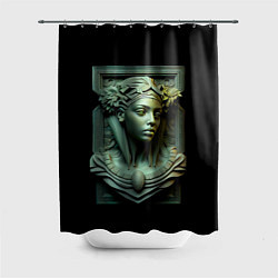 Шторка для душа Нейросеть - барельеф античной девушки, цвет: 3D-принт