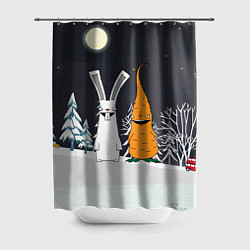 Шторка для душа Заяц и морковка, цвет: 3D-принт