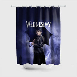 Шторка для душа Уэнсдэй Аддамс с зонтиком, цвет: 3D-принт