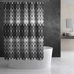 Шторка для душа Серый геометрический полосатый орнамент, цвет: 3D-принт — фото 2