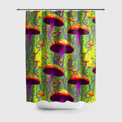 Шторка для ванной Кислотные мухоморы