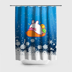 Шторка для душа Зайчонок с телефоном, цвет: 3D-принт