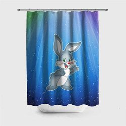 Шторка для душа Зайка улыбается и машет лапкой, цвет: 3D-принт