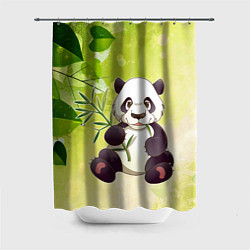 Шторка для ванной Панда на фоне листьев