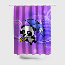 Шторка для ванной Панда с зонтиком бежит в гости