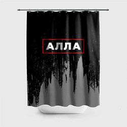 Шторка для душа Алла - в красной рамке на темном, цвет: 3D-принт