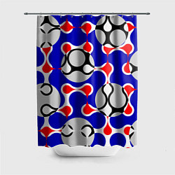 Шторка для ванной Абстрактные сине-красные паттерны и шары