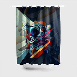 Шторка для душа Космос в стиле кубизма, цвет: 3D-принт