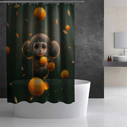 Шторка для душа Милая девушка с мандаринами, цвет: 3D-принт — фото 2