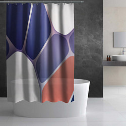 Шторка для душа Узор из синих, фиолетовых, белых и оранжевых камне, цвет: 3D-принт — фото 2