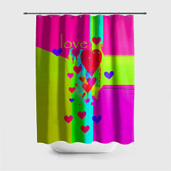 Шторка для душа Love сердечки, цвет: 3D-принт