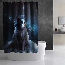 Шторка для душа Мемный кот в космосе, цвет: 3D-принт — фото 2