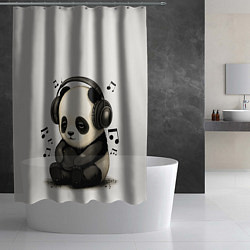 Шторка для душа Милая панда в наушниках, цвет: 3D-принт — фото 2