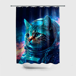 Шторка для душа Кот космонавт и звезды, цвет: 3D-принт
