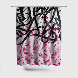 Шторка для ванной Черно-розовая каллиграфия