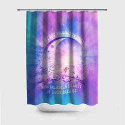 Шторка для душа Месяц и леопард: верь в мечту - тай-дай, цвет: 3D-принт