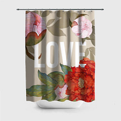 Шторка для ванной Love Любовь и цветы