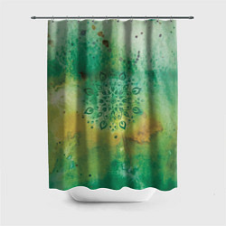 Шторка для душа Мандала природы, зелёная, исцеление, цвет: 3D-принт
