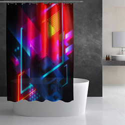 Шторка для душа Neon stripes color, цвет: 3D-принт — фото 2