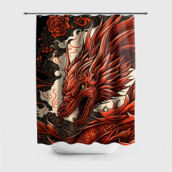 Шторка для душа Японский краcный дракон, цвет: 3D-принт