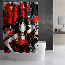 Шторка для душа Девушка-Аниме Кубизм, цвет: 3D-принт — фото 2