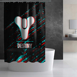 Шторка для душа Destiny в стиле glitch и баги графики на темном фо, цвет: 3D-принт — фото 2