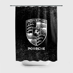 Шторка для душа Porsche с потертостями на темном фоне, цвет: 3D-принт
