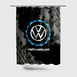 Шторка для душа Volkswagen в стиле Top Gear со следами шин на фоне, цвет: 3D-принт