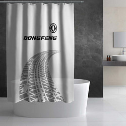 Шторка для душа Dongfeng speed на светлом фоне со следами шин: сим, цвет: 3D-принт — фото 2