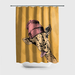 Шторка для душа Жираф дразнит, цвет: 3D-принт