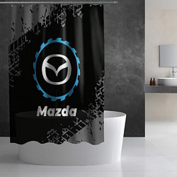 Шторка для душа Mazda в стиле Top Gear со следами шин на фоне, цвет: 3D-принт — фото 2