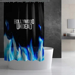 Шторка для душа Hollywood Undead blue fire, цвет: 3D-принт — фото 2