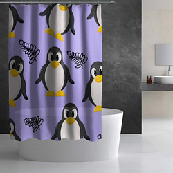 Шторка для душа Пингвин и веточка, цвет: 3D-принт — фото 2