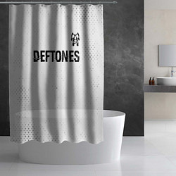 Шторка для душа Deftones glitch на светлом фоне: символ сверху, цвет: 3D-принт — фото 2