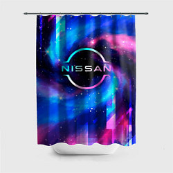 Шторка для душа Nissan неоновый космос, цвет: 3D-принт