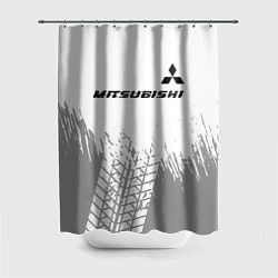 Шторка для душа Mitsubishi speed на светлом фоне со следами шин: с, цвет: 3D-принт