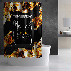 Шторка для душа The Offspring рок кот и огонь, цвет: 3D-принт — фото 2