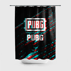 Шторка для душа PUBG в стиле glitch и баги графики на темном фоне, цвет: 3D-принт