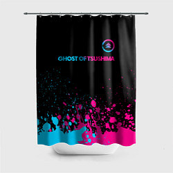 Шторка для душа Ghost of Tsushima - neon gradient: символ сверху, цвет: 3D-принт