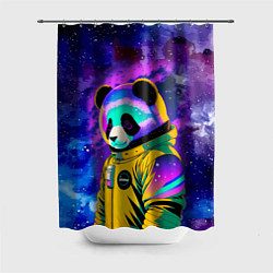 Шторка для ванной Панда-космонавт в космосе - неон