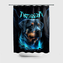 Шторка для душа Rottweiler and lightnings, цвет: 3D-принт