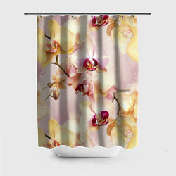 Шторка для ванной Желтые и нежно-розовые орхидеи - паттерн