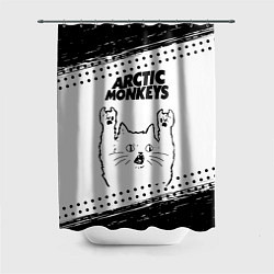 Шторка для душа Arctic Monkeys рок кот на светлом фоне, цвет: 3D-принт